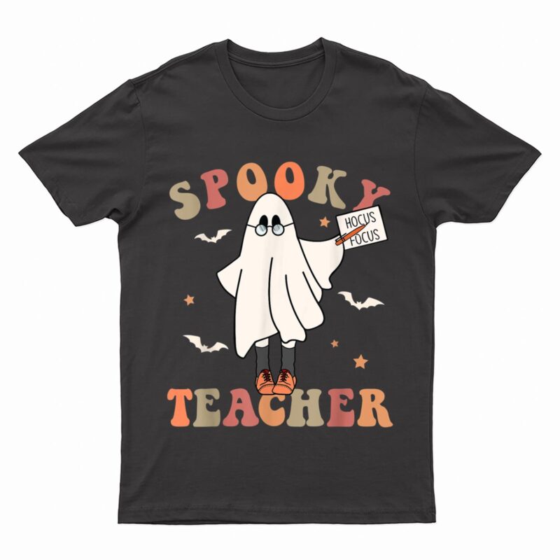 Spooky Teacher Retro Halloween Trick Or Treat Scary Ghost T-Shirt