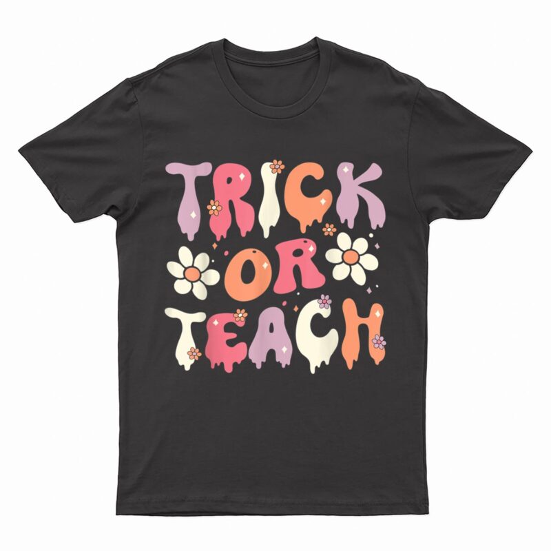 Teacher Halloween Costume Trick or Teach Ghost Groovy 70s T-Shirt