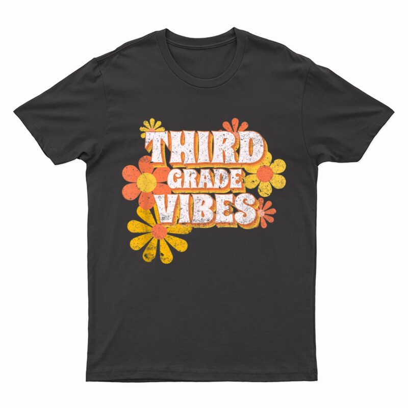 Third Grade Vibes Vintage Retro 3rd grade Teacher Student T-Shirt