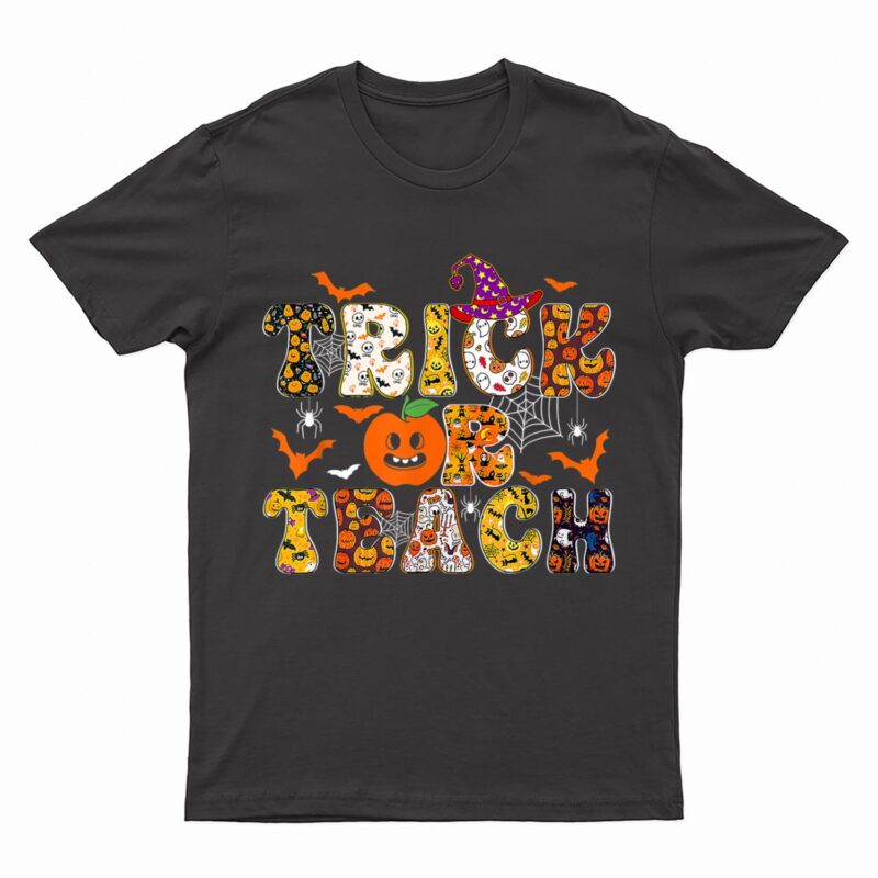 Trick Or Teach Funny Teacher Halloween Pumpkin T-Shirt