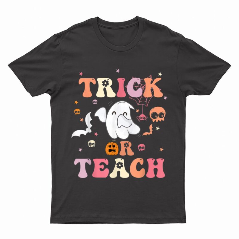 Trick Or Teach Groovy Teacher Halloween Costume T-Shirt
