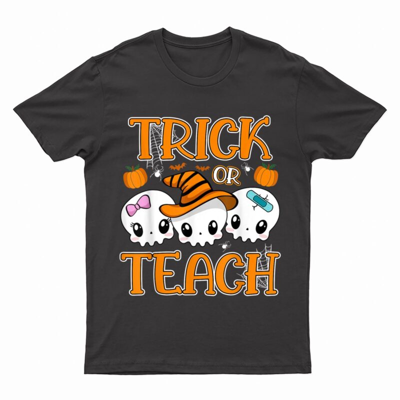 Trick or Teach Cute Skulls Halloween Teacher T-Shirt