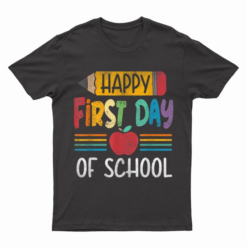 Vintage Pencil Happy First Day Of School Teacher T-Shirt
