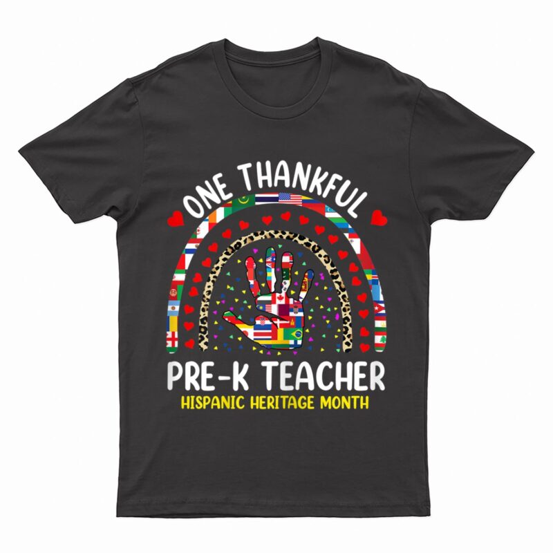 Womens Hispanic Heritage Month Pre K Teacher Rainbow World Nations T-Shirt